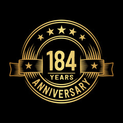 184 years anniversary celebration logotype. Vector and illustration.