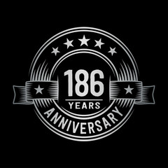 186 years anniversary celebration logotype. Vector and illustration.