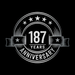 187 years anniversary celebration logotype. Vector and illustration.