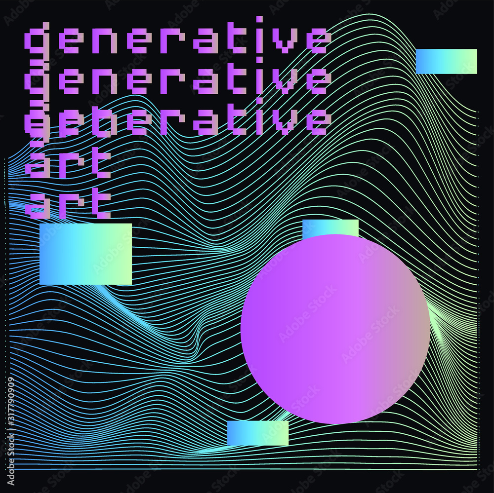 Poster abstract geometric wavy background for futuristic technology subjects: artificial intelligence, big 