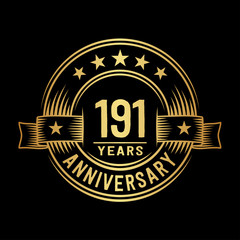 191 years anniversary celebration logotype. Vector and illustration.