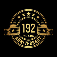 192 years anniversary celebration logotype. Vector and illustration.