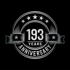 193 years anniversary celebration logotype. Vector and illustration.