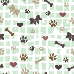Seamless Dog Paw Pattern.