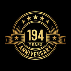Fototapeta premium 194 years anniversary celebration logotype. Vector and illustration.