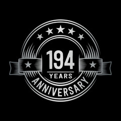 194 years anniversary celebration logotype. Vector and illustration.