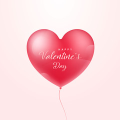 Heart shape 3d realistic balloon isolated on white background. Heart shape. Happy Valentines day. Vector illustration.