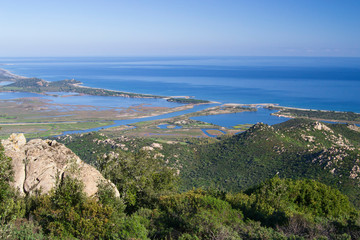 Panorama degli stagni Feraxi e Colostrai dal Monte Liuru