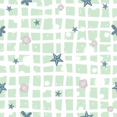 Seamless pattern with seashell. Repeating background.