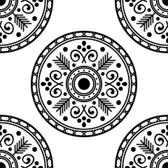 Mandala seamless pattern black and white. Islam, Arabic, Pakistan, Moroccan, Turkish, Indian, Spain motifs