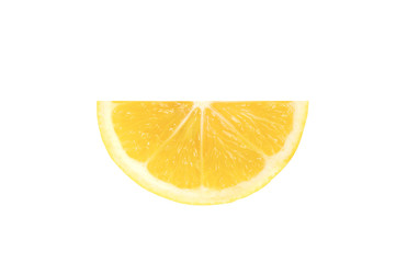 yellow fresh lemon fruit slice isolated on the white background