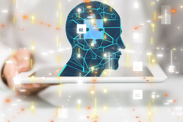 Human head cyber mind digital technology