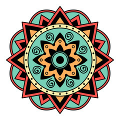 Mandala decorative round ornament. Can be used for greeting card, phone case print, etc. Hand drawn background on white