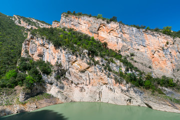 Montrebei Gorge, Congost de Mont Rebei, Noguera Ribagorzana river, Montsec Range, The Pre-Pyrenees, Lleida, Catalonia, Spain, Europe