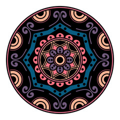 Mandala decorative round ornament. Can be used for greeting card, phone case print, etc. Hand drawn background on white