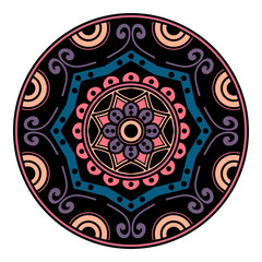 Mandala decorative round ornament. Can be used for greeting card, phone case print, etc. Hand drawn background on white