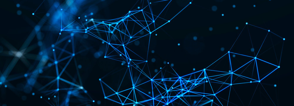 Abstract digital connection dots and lines. Technology background. Network connection structure. Plexus effect. 3d