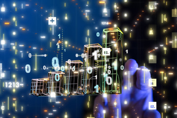 Economic graph with diagrams on the stock market, for business and financial concept