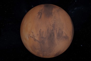 3d Illustration of the Planet Mars on a star background.