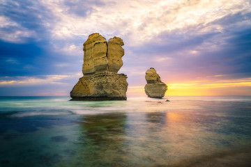 gibson steps  at sunset, twelve apostles, great ocean road in victoria, australia