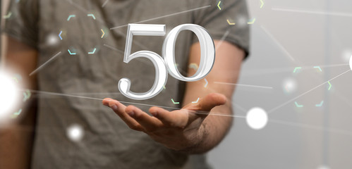 50 years anniversary celebration logotype with elegant celebration.