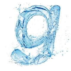 Fototapeta na wymiar italic type letter made of water splashes isolated on white background