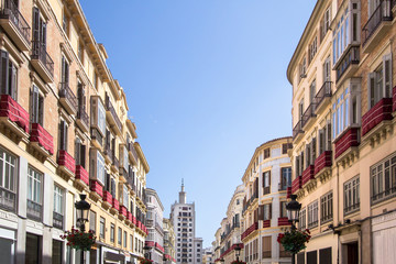 Fototapeta na wymiar Malaga old streets with historic buildings, Spain