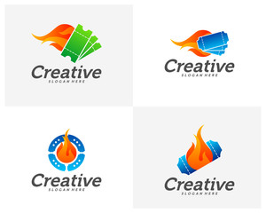 Set of Hot Ticket Creative logo concepts, abstract colorful icons, elements and symbols, template - Vector
