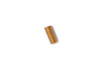 Zero waste picture. Natural craft tube on isolated white background. Flat lay, top view.