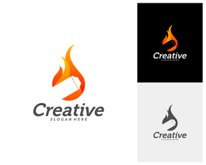 Hot Ticket Creative logo concepts, abstract colorful icons, elements and symbols, template - Vector