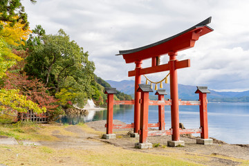 Morning view of the famous Gozanoishi Shrine