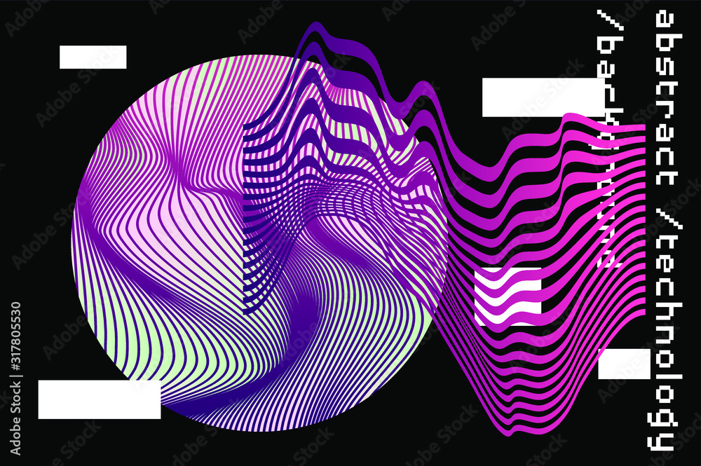 Fototapete abstract background with generative art elements. futuristic and glitched shapes in cyberpunk style.