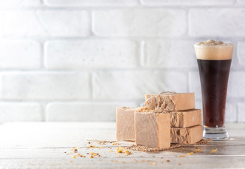Organic handmade soap. Handmade soap bars with beer . Organic soap. Spa treatments.