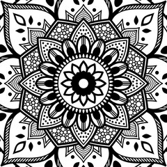 Abstract black and white line drawing, contour image for adult and older children.