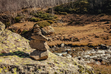 Caucasus Mountains, cairn at trail