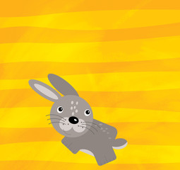 cartoon scene with animal rabbit hare on yellow stripes illustration