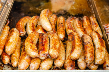 Homemade grilled sausages ready to be served