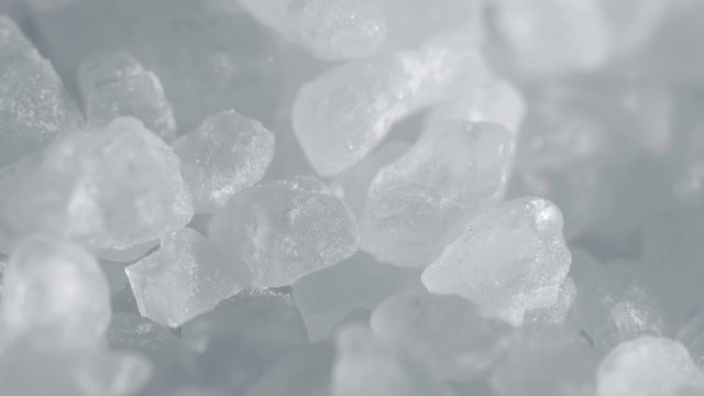 Sea salt grain crystals. Extreme close up.