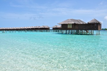 Overwater bungalows in paradise