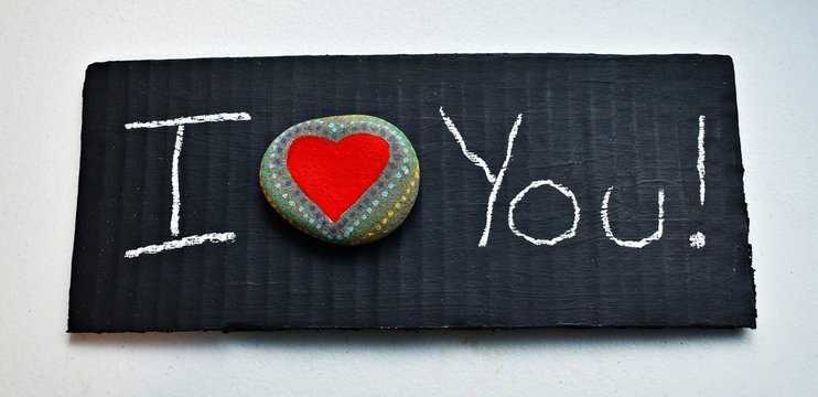 I Love You Red Heart Chalkboard Greeting