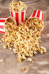 Cinema concept with popcorn. sweet and salty popcorn