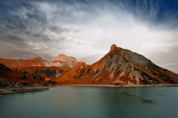 Panoramic view of Spullersee , Austria..