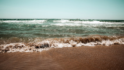 Summer photo of beach and sunny sky . Free space for your decoration 