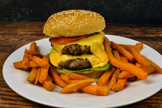 double stack turkey cheese buger