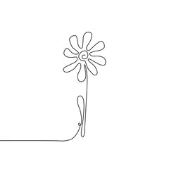 Continuous Flower Vector Illustration, One Line Art Flowering Blossom
