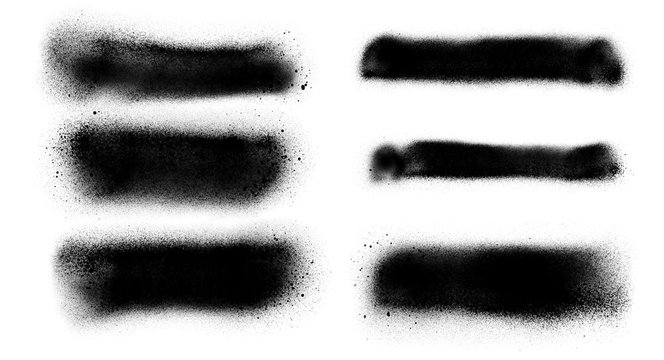 Black ink spray lines brushes collection. Beautiful black brushes