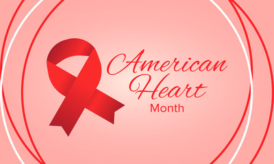 American Heart Month in United States. Celebrate annual in February. Nationwide problem of heart and blood vessel diseases. Medical healthcare concept. Support and protection campaign. Vector poster