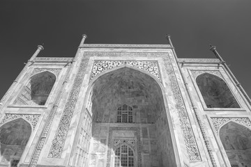 Taj Mahal mausoleum built in 1643 by Mughal emperor Shah Jahan to house the tomb of his wife Mumtaz...