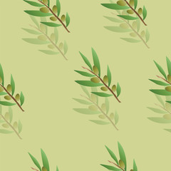 seamless pattern with olive trees vector - green floral theme