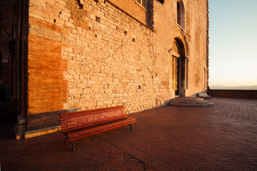 Piazza della signoria and Podestà palace in Gubbio, a medieval town in the middle of Umbria, Italy